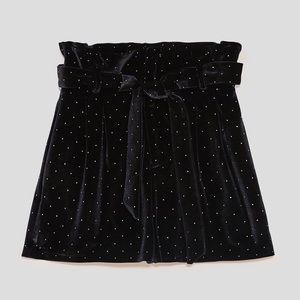 Zara Black Velvet Studded Shorts